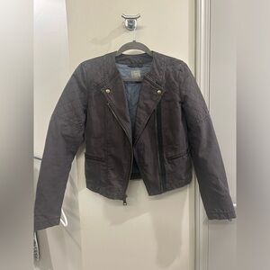 Gap Quilted Moto Jacket Women’s 0 Grey Zippers